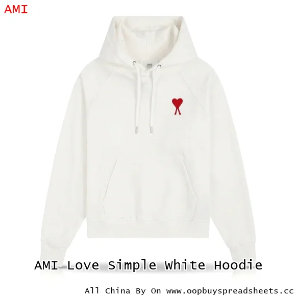AMI Love Simple White Hoodie