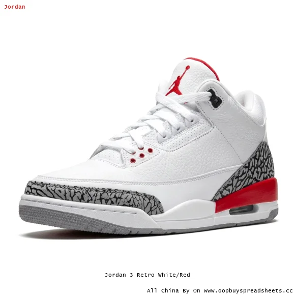 Jordan 3 Retro White/Red