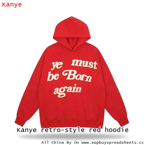 Kanye retro-style red hoodie