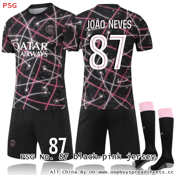 PSG No. 87 black-pink jersey