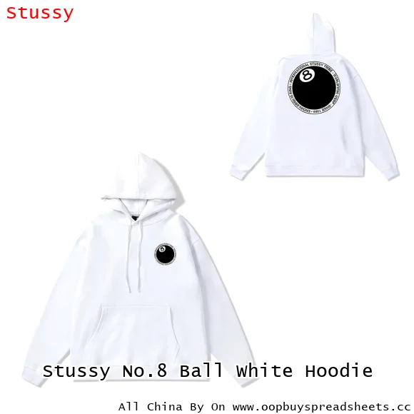 Stussy No.8 Ball White Hoodie