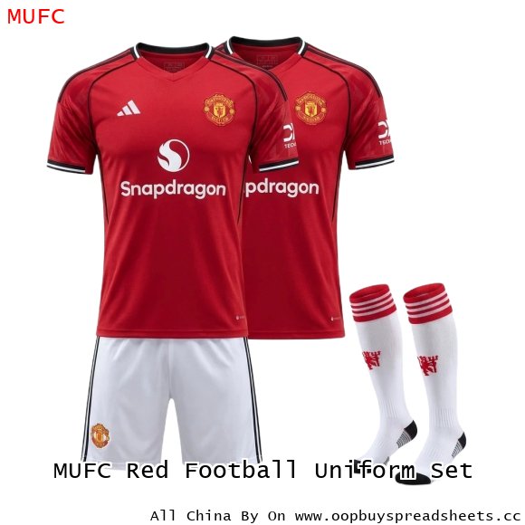 MUFC Red Football Uniform Set