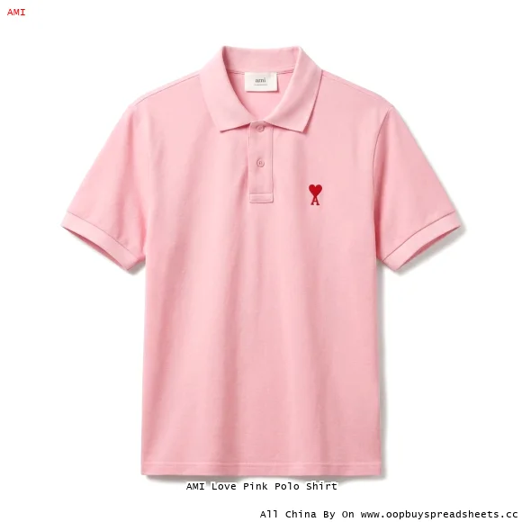 AMI Love Pink Polo Shirt