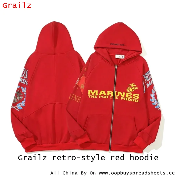 Grailz retro-style red hoodie