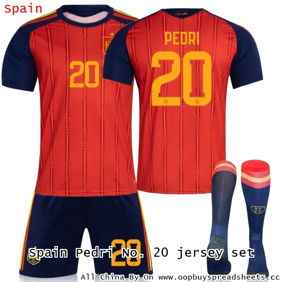 Spain Pedri No. 20 jersey set