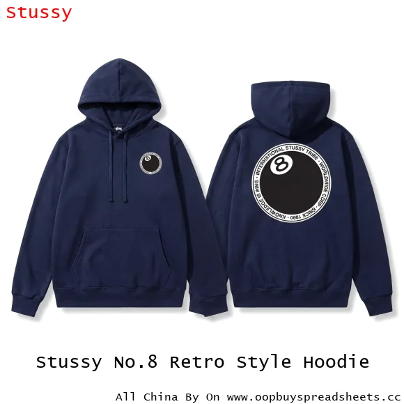 Stussy No.8 Retro Style Hoodie