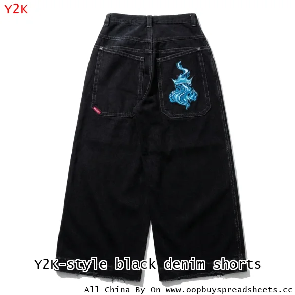 Y2K-style black denim shorts