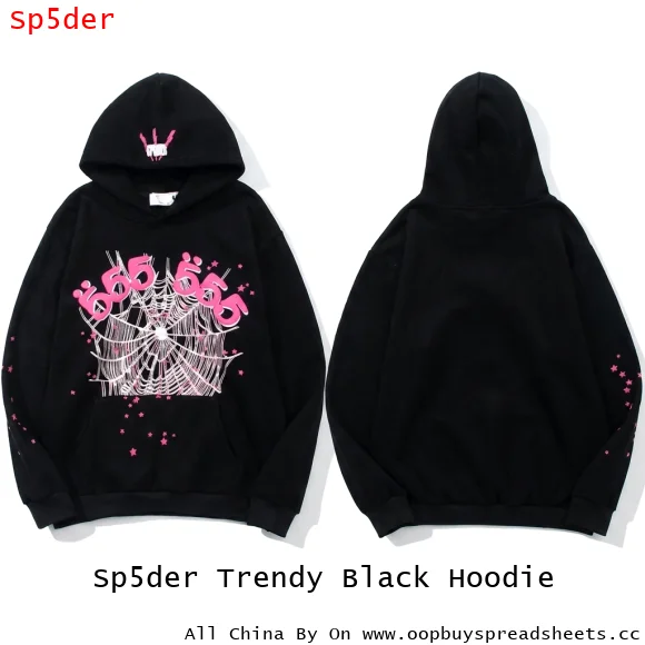 Sp5der Trendy Black Hoodie