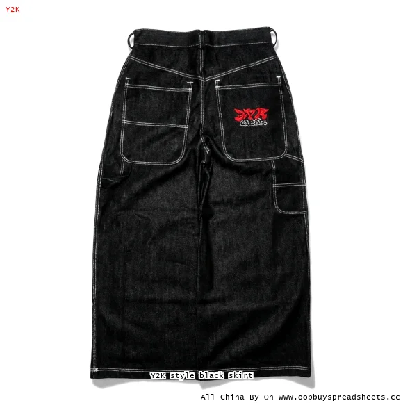 Y2K style black skirt