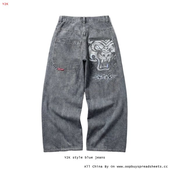 Y2K style blue jeans