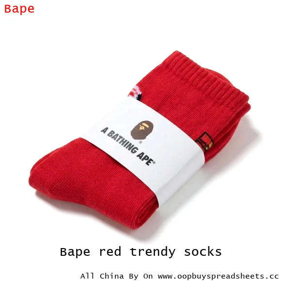 Bape red trendy socks