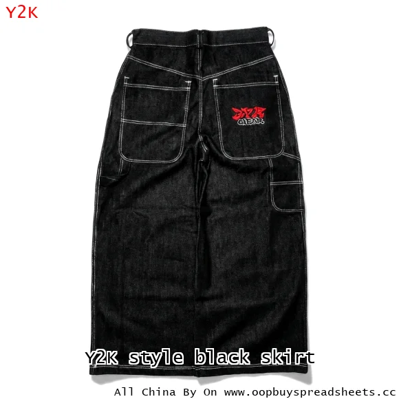 Y2K style black skirt